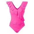 thumbnail image 3 of GYUJNB Womens One Piece Swimsuits Cute Bathing Suit Ruffle V Neck Swimwear,L, 3 of 4