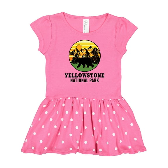 Inktastic Yellowstone National Park with Bear Mountains and Trees Cricle Gift Baby Girl Dress