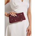 thumbnail image 2 of RUMANLAND Women's Burgundy Rhinestone Pleated Evening Clutch Purse Elegant Formal Handbag for Wedding Party Prom, 2 of 8