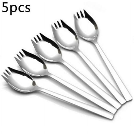 

5Pcs Stainless Steel Spork Soup Salad Noodle Spoon Fork Cutlery Tableware