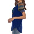 thumbnail image 5 of Qarigey Camiseta de mujer de manga corta a rayas con cuello Prendas para la parte del cuerpo azul S, 5 of 5