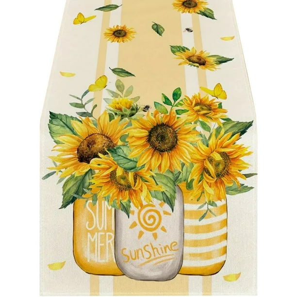 Xihbxyly Mantel de Girasoles, Funda de Lino con Vibrante Diseño Floral, Tela Resistente a Las Manchas, Varios Tamaños, Decoración para Comedores y Reuniones Familiares, Fácil de Limpiar.