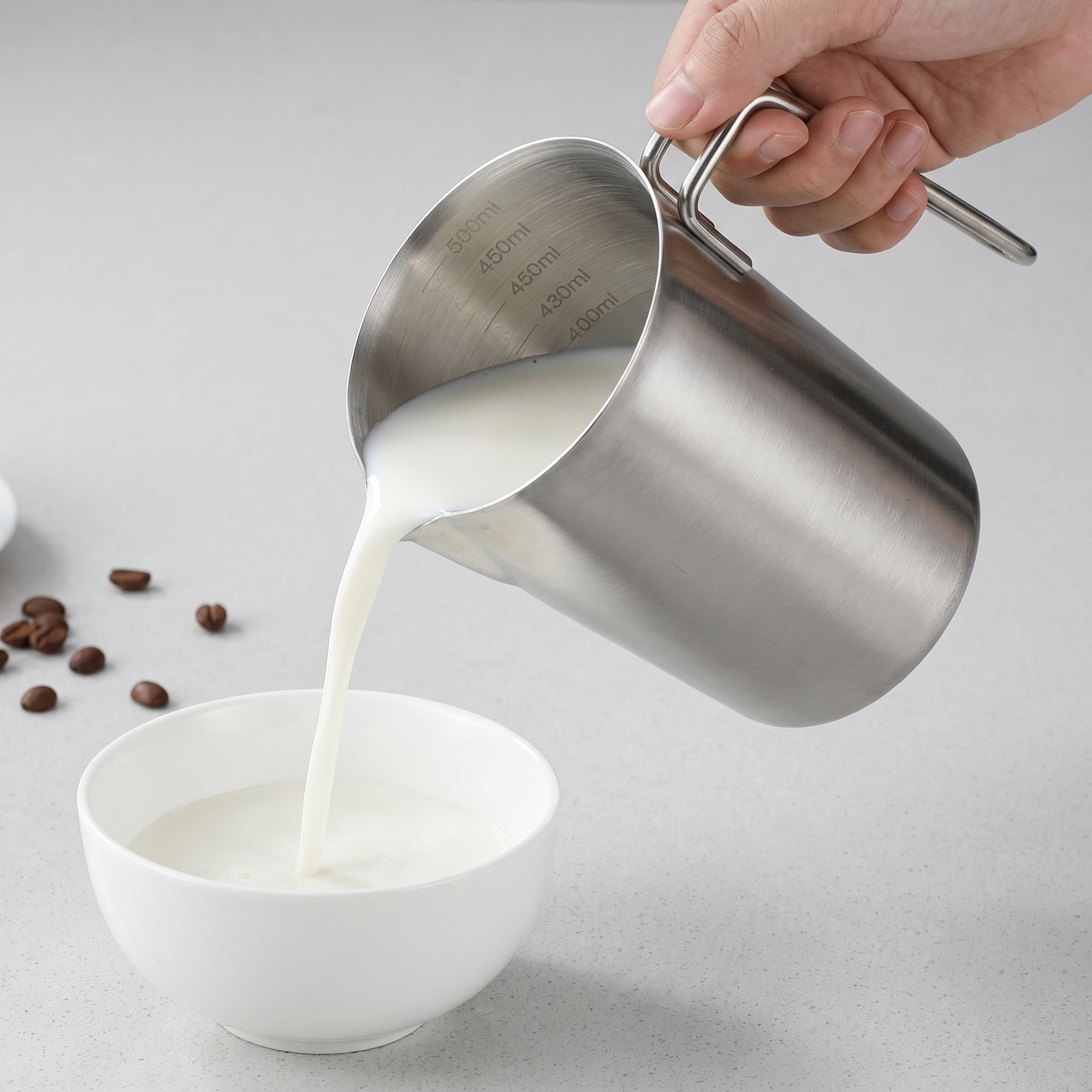 Unique Bargains Stainless Steel Measuring Cup for Kitchen Use Silver with Cover 500ml