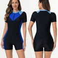 thumbnail image 6 of Stamzod Shorty Wetsuits for Women Front Zip Short Sleeve Diving Suit One Piece Surfing Swimsuits for Women Blue Y XS, 6 of 7