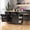 Black, variant on 48inch Large Kitchen Island With 2 Bar Stools, Power Outlet, Door Internal Storage Rack, Kitchen Storage Cart On 5 Wheels With Drop Leaf, 5 Open Side Racks, 2 Drawers,for Kitchen,Dining Room,White