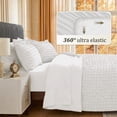 thumbnail image 4 of DHOLE King Comforter Set 7 Pieces – Seersucker Textured Waffle Weave Bed in a Bag, All-Season Lightweight Microfiber Bedding Sets with Sheets & Pillow Shams, Farmhouse Vintage Decor – White, 4 of 12