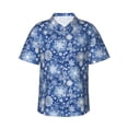 thumbnail image 1 of Fotbe whiet Snowflake blue background Camisa Hawaiana para Hombre Unisex – Camisa Casual de Verano con Botones de Manga Corta de Algodón y Lino,Medium, 1 of 7