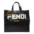 thumbnail image 1 of Pre-Owned Fendi Mania Zucca x Fila Collaboration Tote Bag 8BH357 Black Leather Wool Women's..., 1 of 13