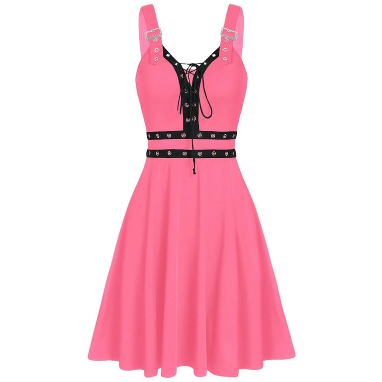 Up to 65 off!Lolmot Goth Dress Women Sexy Sleeveless Tie up V-Neck Dresses  Vintage Adjustable Strap A-Line Midi Dress Retro Steampunk Cocktail Party  Dress - Walmart.com