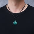 thumbnail image 3 of COAI Ping'an Kou Donut Green Agate Stone Pendant Necklace for Men Women, 3 of 6