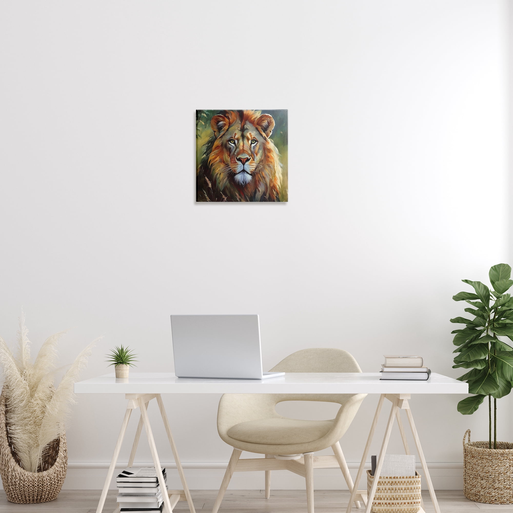 Stupell Industries Painterly Lion Portrait Animals Painting Wrapped Canvas Art Print Wall Art, 17 x 17