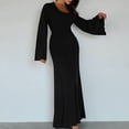 thumbnail image 3 of Vestido con cordones Otoño Largo Estilo casual Mujer Traje de vacaciones simple Kuymtek Negro T S para Mujer, 3 of 6