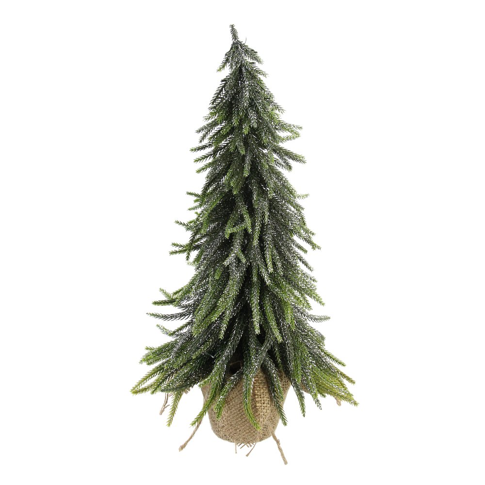 19.5" Potted Silver Glitter Artificial Downswept Mini Pine Tabletop
