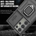 thumbnail image 6 of Dteck Compatible with Samsung Galaxy S24 Ultra Bracket Shell,with Slide Lens Cover Magnetic Metal Ring Holder Heavy Duty TPU+PC Shockproof Phone Case for Samsung Galaxy S24 Ultra 5G,Gray, 6 of 7