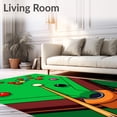 thumbnail image 2 of ODIKA 8'x10' Machine Washable Non-Slip Area Rug, Snooker Table Balls Cue Motif High Traffic Rug, Green, 841087, 2 of 7