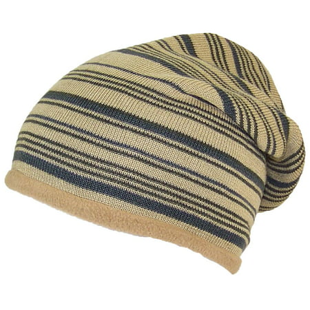 Best Winter Hats Adult Reversible Striped Slouchy W/Fleece Lining (One Size) -