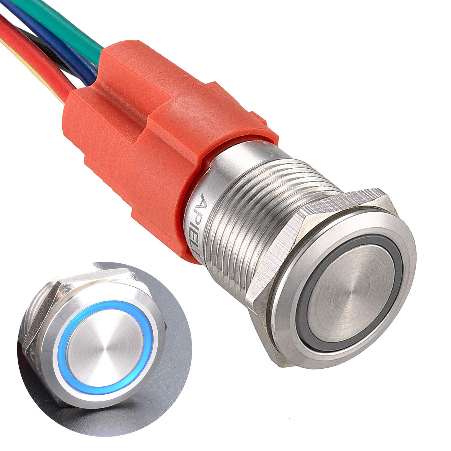 Details about   16mm Car LED Light Self-locking Latching Push Button Switch Waterproof US 