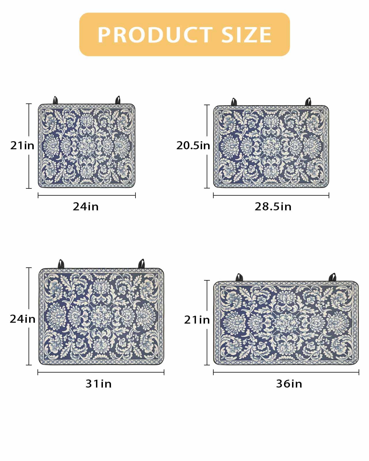 nqOlkjepod Large Induction Cooktop Protector Mat 24"x21", Blue Boho Flower Stove Top Covers for Electric Stove, Country Vintage Tribal Ethnic Motifs Stove Burner Cover Mats, Glass Top Stove Cover
