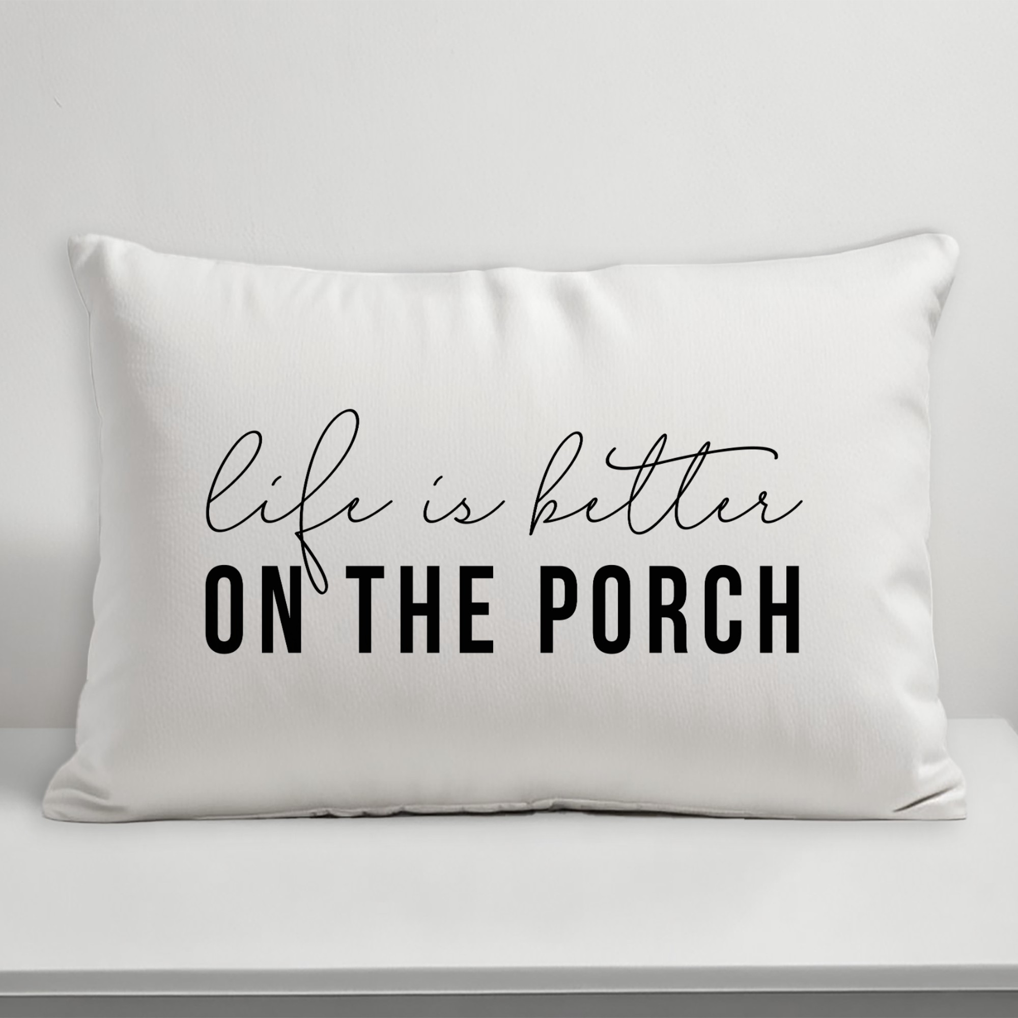 Creative Products Life is Better On the Porch White and Black 14x20 Indoor / Outdoor Pillow