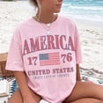 thumbnail image 2 of Retro America 4th of July T-Shirt, Preppy USA 1776 Sweet Land of Liberty Patriotic Tee, Unisex Garment Dyed Cotton Shirt, 2 of 7