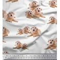 thumbnail image 1 of Soimoi Crepe Silk Fabric Golden Retriever Dog Printed Fabric 1 Yard 42 Inch Wide, 1 of 3