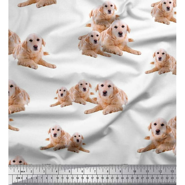 Soimoi Georgette Viscose Fabric Golden Retriever Dog Decor Fabric Printed Yard 42 Inch Wide