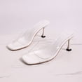 thumbnail image 4 of Women's Clear Square Open Toe High Heel Sandals Fashion Slip On Backless Crystal Stiletto Heel Slide Sandals Sexy Wedding Party Prom Dress Shoes, 4 of 8