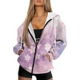 thumbnail image 4 of SCRAWLGOD Cherry Blossom Zip Up Hoodie Womens Oversized Graphic Sweatshirts for Women Loose Fit Long Sleeve Ladies Hoodie Sweaters Warm Women Outfits Fall Size XS, 4 of 7