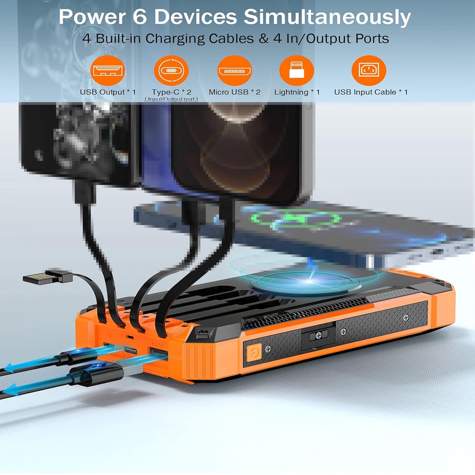 900000mAh Solar Power Bank USB Fast Charging Portable External Battery LED Light