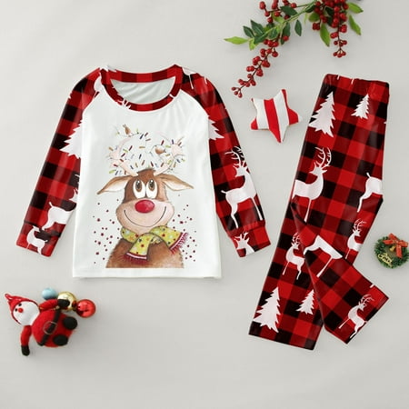 

NEGJ Christmas Pajamas Sets Holidays Family Matching Sleepwear Long Sleeve Adult
