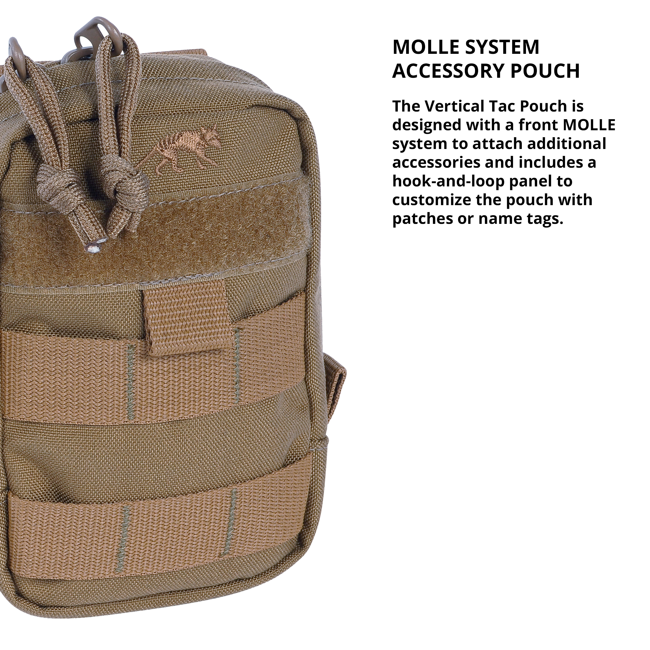 Tasmanian Tiger Tac Pouch 1 Vertical, Tactical MOLLE System Loops with YKK Zippers, Coyote
