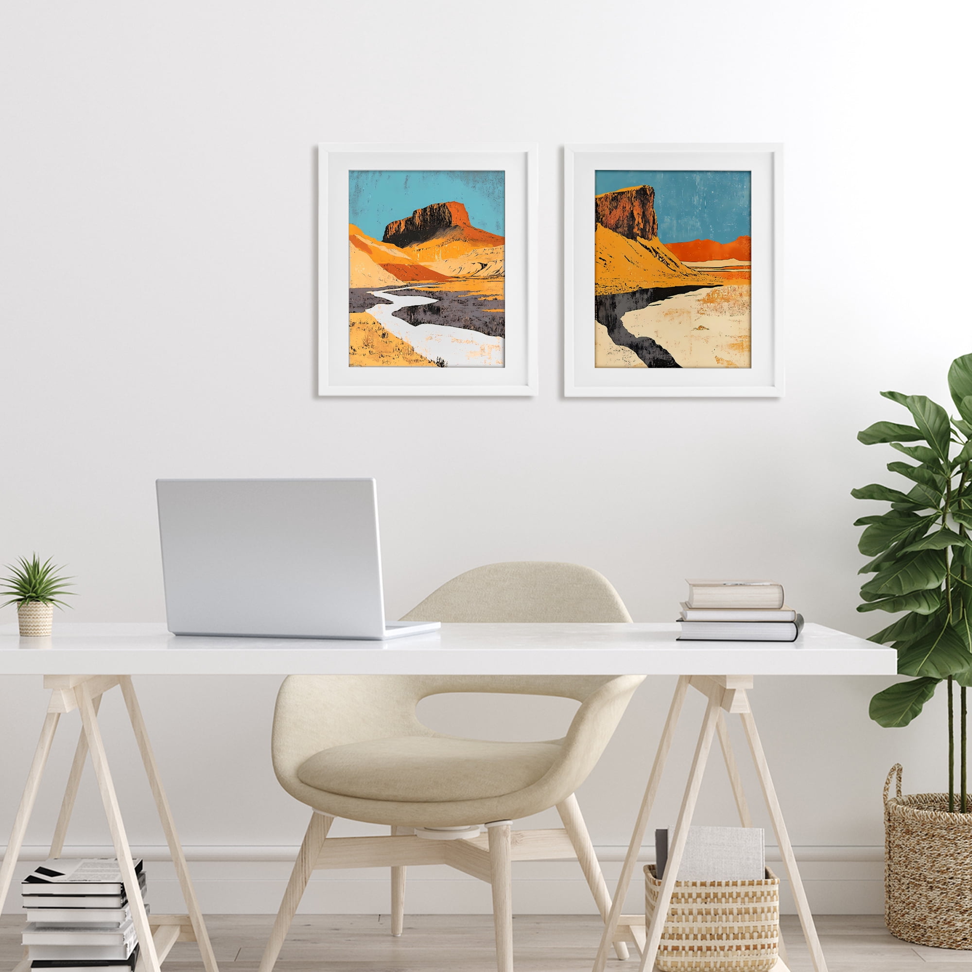Stupell Industries Desert Canyon Pass 2 Piece White Framed Print Under Glass Set, design by Walker Noble