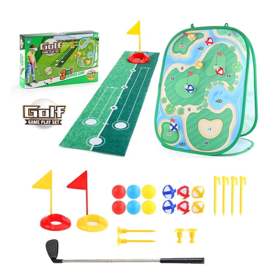 Wosthever Juego de golf tres en para la interacción entre padres e hijos, juguetes para juegos al aire libre en interiores y exteriores Golf