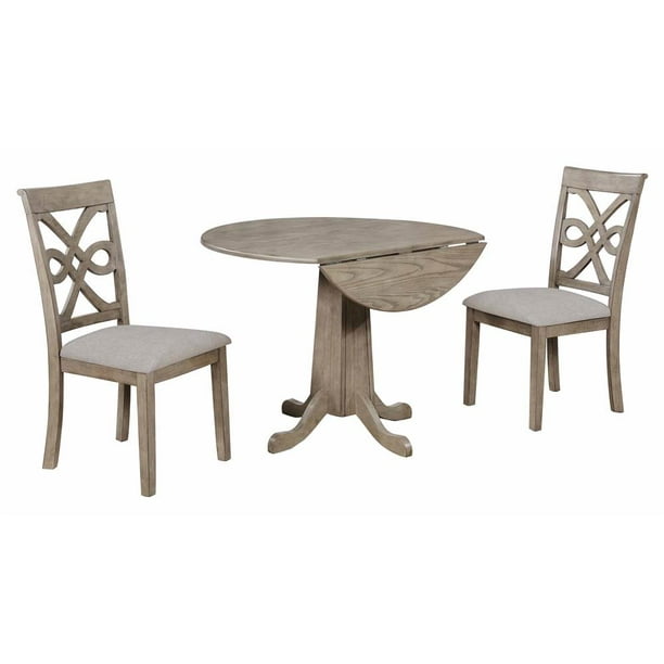 3 Pc Round Dining Table Set In Gray Walmart Com Walmart Com