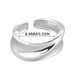 thumbnail image 3 of Anillo Ancho Plateado Ganfancp para Mujer Boho Pulgar Abierto Ajustable 1X, 3 of 5