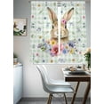 thumbnail image 4 of Bunny Easter Sheer Curtains 72 Inch Length 2 Panels Set Window Treatments, Green Plaid Spring Floral Pastoral Rod Pocket Semi Curtains for Living Room/Bedroom/Kitchen Décor, 104"W x 72"L, 4 of 7
