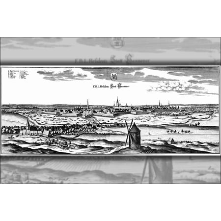24"x36" Gallery Poster, Hannover, germany by Caspar Merian 17th century