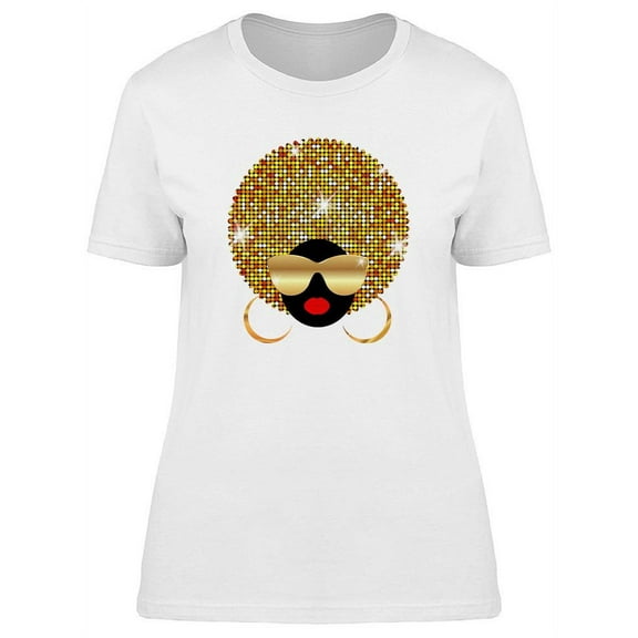 Shiny Afro Hair Silhouette T-Shirt Women -Image by Shutterstock, Female x-Large