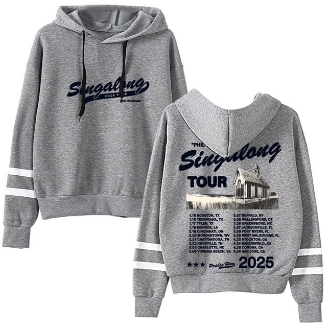 Phil Wickham Singalong Tour 2025 Merch Jerséis Sin Bolsillo Barras Paralelas Manga Streetwear
