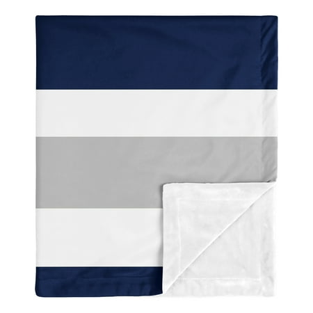 UPC: 0846480077688 | Stripe Navy and Gray Security Baby Blanket by Sweet Jojo Designs