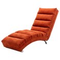 thumbnail image 2 of Linen Chaise Indoor Long Lounge Chair, Upholstered Recliner Chair with Metal Legs and Side Pocket, Ergonomic Massage Sofa Chair, Leisure Chair for Living Room, Bedroom and Dorm, Orange, 2 of 7