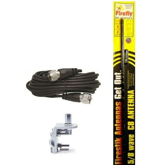 FIRESTIK FL3-B 3' BLACK CB ANTENNA W/ SINGLE GROOVE MIRROR MOUNT, 18 FT. COAX