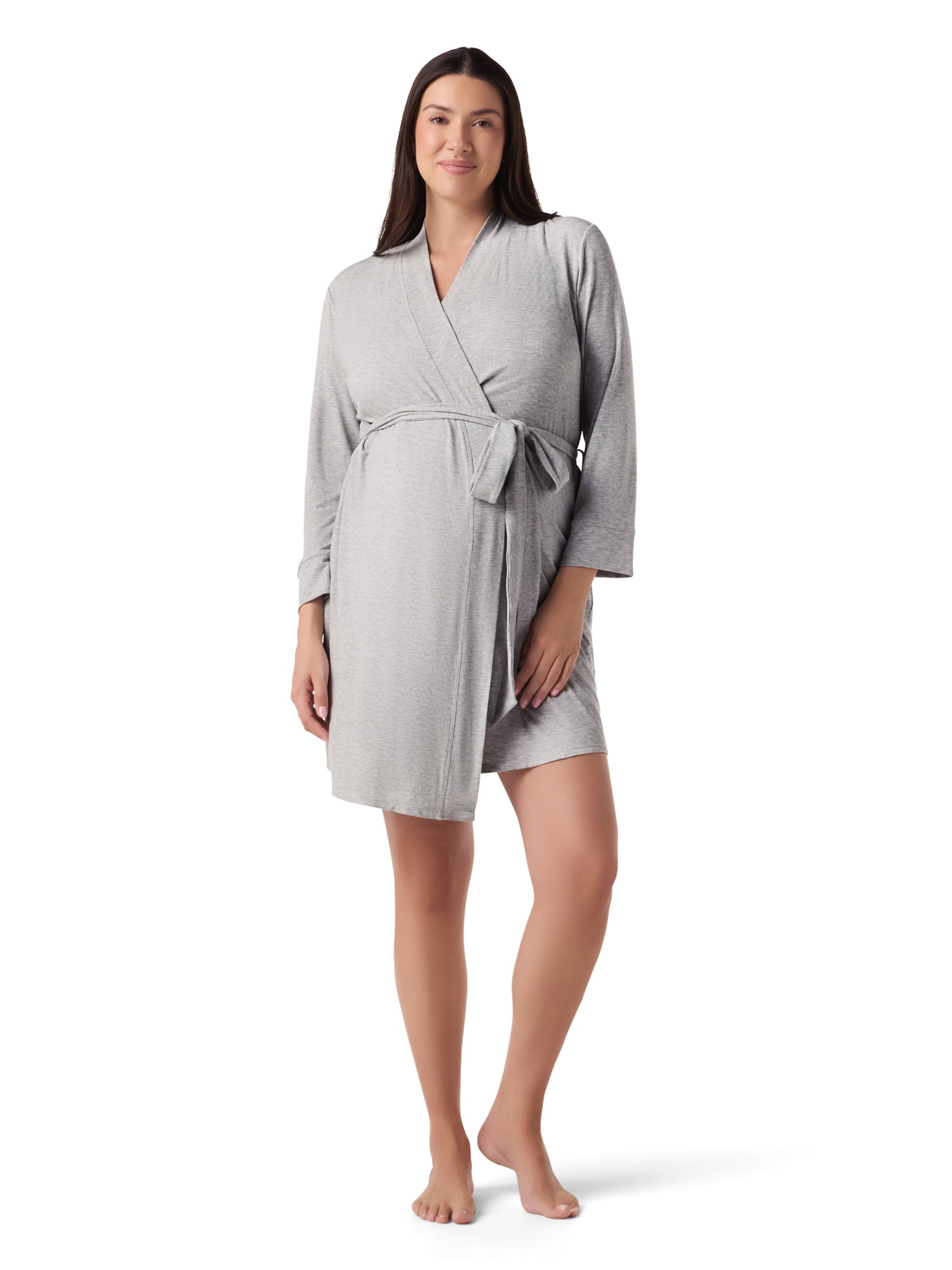 Ingrid & Isabel For Every Belly Women's Maternity Ribbed Robe, Sizes S-XXXL