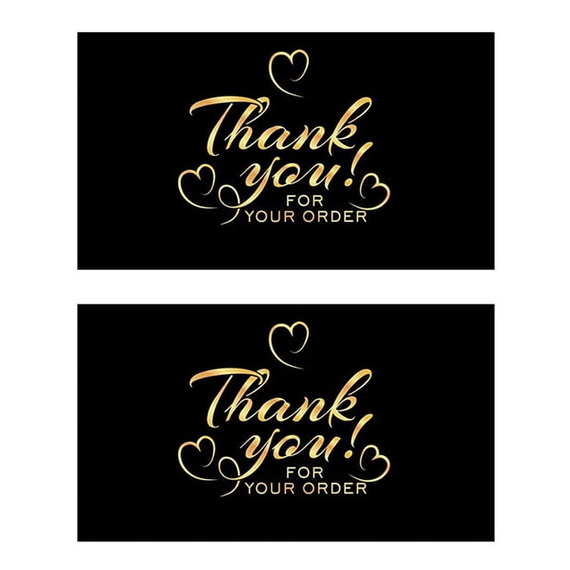 100pcs Black Gold Thank You for Supporting My Small Business Cards, Thank You Cards, 2 x 3.5 Inch