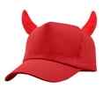 thumbnail image 4 of ZDNIXIAN Devil Horn Baseball Cap, 3D Plush Horn Decor Solid Color Adjustable Costume Hat, Lightweight Structured Crown Unisex Holiday Party Accessory, 4 of 4