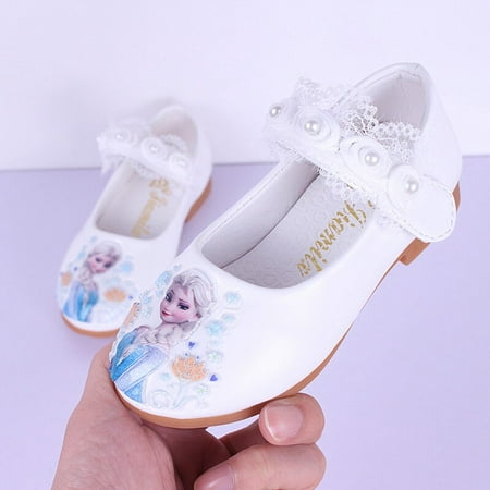 Disney nouvelles chaussures décontractées pour enfants chaussures de  princesse congelées filles chaussures de danse elsa perle dentelle  chaussures simples