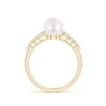 thumbnail image 2 of ANGARA Japanese Akoya Cultured Pearl Ring with Graduated Diamonds in 14K Yellow Gold for Women | June Birthstone, Birthday, Anniversary, Jewelry Gift for Women | Pearl Ring, 2 of 12