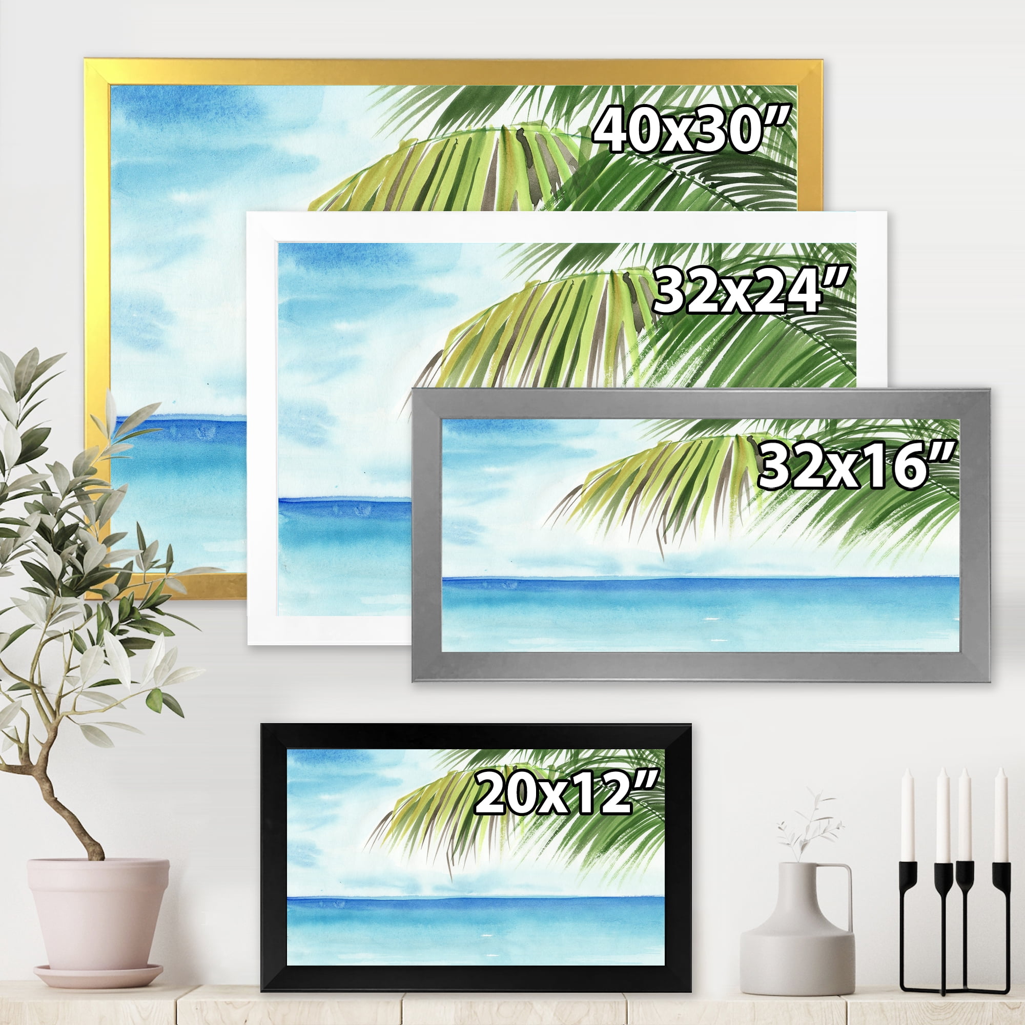 Designart 'Palm Beach Resort At Sunrise III' Nautical & Coastal Framed Art Print