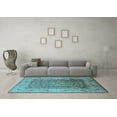 thumbnail image 3 of Ahgly Company Indoor Square Oriental Light Blue Industrial Area Rugs, 4' Square, 3 of 4