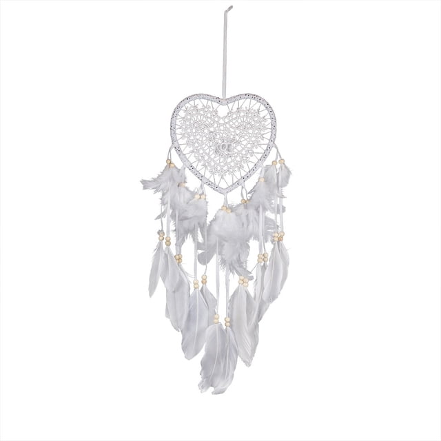 Moda Luz LED blanca Atrapasueños hecho a mano con pluma Amor Atrapasueños Luz de noche Familia Mesita de noche Pared Fiesta familiar Decoración de la boda Regalo JAMW Sencillez